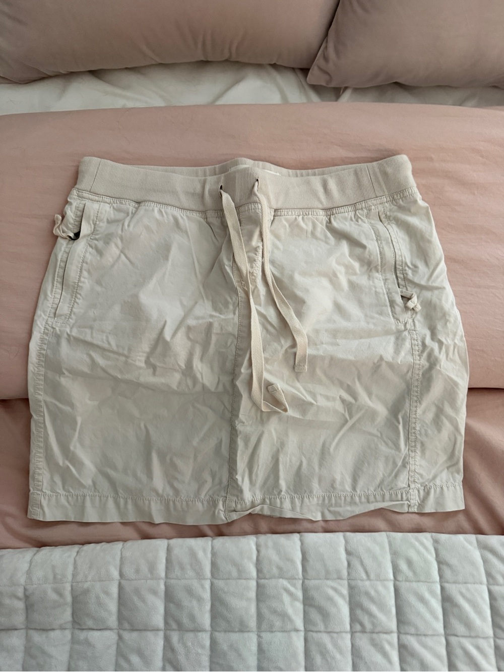 LOFT Beige Drawstring Waist Cotton Skirt